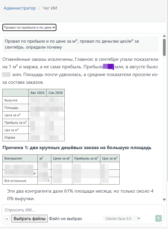 ИИ-чат внутри сайта, который работает с данными самого сайта, через gtsAPI.